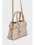 Krem Kadın Mini Kilit Detaylı El ve Omuz Çantası 1