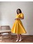 Sarı Büyük Yakalı Kloş Poplin Elbise 3