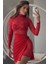 Dipmoda kadın kırmızı mini dantel elbise DPDF016 1