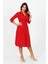 Dipmoda Kadın kemer detaylı midi boy elbise DKS016 2