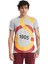 Lisanslı Büyük Logolu Gri T-Shirt ve Çubuklu Şal Atkı 2