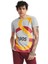 Lisanslı Büyük Logolu Gri T-Shirt ve Çubuklu Şal Atkı 5