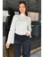 Dik Yaka Fitilli Kadın Crop Top Bluz 1