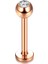 Cerrahi Çelik Minik Zirkon Taşlı Rosegold Labret Piercing -Bar Kalınlığı 1,2mm-Top Çapı 3mm-1 Adet 1