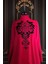 Diadema Ruby Red Siyah Çiçek Desenli Aplikeli Nakış Elbise 2