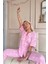 Açık Pembe Soft Daisy Desenli Bambu Önden Düğmeli Kısa Kol Pijama Takımı 3
