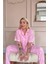Açık Pembe Soft Daisy Desenli Bambu Önden Düğmeli Kısa Kol Pijama Takımı 4