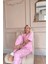 Açık Pembe Soft Daisy Desenli Bambu Önden Düğmeli Kısa Kol Pijama Takımı 5