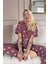Pudra Soft Daisy Desenli Bambu Önden Düğmeli Kısa Kol Pijama Takımı 2