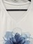 Kadın V Yaka Baskılı Beyaz Oversize T-Shirt Salaş 3