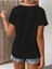 Kadın V Yaka Baskılı & Düz Beyaz Oversize T-Shirt Salaş Boyfirend 2