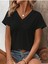 Kadın V Yaka Baskılı & Düz Beyaz Oversize T-Shirt Salaş Boyfirend 4