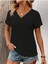 Kadın V Yaka Baskılı & Düz Beyaz Oversize T-Shirt Salaş Boyfirend 5