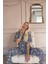 Gri Soft Daisy Desenli Bambu Önden Düğmeli Kısa Kol Pijama Takımı 2