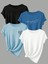 Unisex 4'lü Paket Siyah-Beyaz-Gri-Bebe Mavisi Düz Oversize Bisiklet Yaka Salaş Tshirt 1