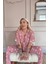 Koyu Pembe Soft Daisy Desenli Bambu Önden Düğmeli Kısa Kol Pijama Takımı 3