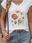Çiçek Baskılı Oversize V-Yaka T-Shirt Salaş Boyfirend 1