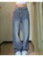 Kadın Y2K Baggy Geniş Paça Jean Pantolon Mavi Yıkamalı Renk Desenli Günlük Stil 1