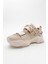 LULEN Bej Rose Sim Yazılı Cırtlı Kadın Spor Sneakers 3