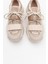 LULEN Bej Rose Sim Yazılı Cırtlı Kadın Spor Sneakers 4