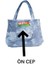 Blujin Kot Desenli Bez Tote Bag Çanta Cepli ve Fermuarlı 5