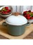 Avşar Emaye Derin Tencere - Deep Casserole - 20 cm / 3.250 ml - Ekru Yeşil Emaye 1