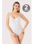Kadın Beyaz İp Askılı Çıtçıtlı Atlet Body Zıbın Pamuklu Likralı 2'li Paket 1