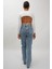 90's Kar Yıkama Mavi Likralı Süper Yüksek Bel Salaş Jeans Palazzo Pantolon 3