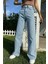 90's Kar Yıkama Mavi Likralı Süper Yüksek Bel Salaş Jeans Palazzo Pantolon 1
