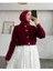 Bordo Kalp Düğme Triko Hırka 5