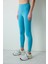 Turkuaz Mavi Yüksek Bel Stitch Waist Dikiş Detaylı Bilek Boy Tayt 1