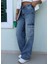 Mavi Eskitme Kargo Cep Jean Pantolon 1