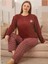 Pamuklu Uzun Kollu Anne Pijama Takımı 6508 Bordo 1