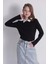 Dmb Kız Çocuk Yaka Fermuarlı Sweatshirt 9-14 Yaş Siyah 1