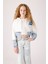 Kız Çocuk Denim Parçalı Sweatshirt 8-14 Yaş Ekru 3