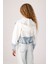 Kız Çocuk Denim Parçalı Sweatshirt 8-14 Yaş Ekru 4