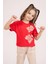 Kız Çocuk Nakışlı Tshirt 4-9 Yaş Kırmızı 1
