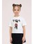 Kız Çocuk Baskılı Tshirt 4-9 Yaş Ekru 1