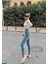 Leo 90's Mavi Kar Yıkama Yüksek Bel Comfort Likralı Denim Mom Kot Pantolon Jeans 1