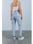 Leo Lucy Boyfriend Mavi Kar Yıkama Solmaz Jean Kadın Boyfriend Yüksek Bel Likralı 4