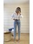 Vivien Mavi Mom Kot Pantolon Likralı Yüksek Bel Mavi Kar Yıkamalı Mom Jeans Kar Yıkama Boyfriend 4
