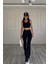 High Waist Flare Leg Full Length Stretch Black Jean 1