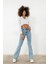Benjamin Açık Kar Yıkama Ispanyol Paça Kot Pantolon Yüksek Bel Flare Jeans Toparlayıcı 1