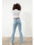Benjamin Açık Kar Yıkama Ispanyol Paça Kot Pantolon Yüksek Bel Flare Jeans Toparlayıcı 3