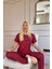 Bordo Stay Desenli Bambu Kısa Kol Kadın Pijama Takımı 2