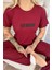Bordo Stay Desenli Bambu Kısa Kol Kadın Pijama Takımı 5