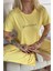 Sarı Glorious Desenli Bambu Kısa Kol Kadın Pijama Takımı 5