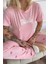 Pembe B Desenli Bambu Kısa Kol Kadın Pijama Takımı 5