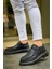 SHO2404 Bağcıklı Yüksek Taban Cst Castle Erkek Ayakkabı Loafer Sıyah 1