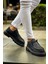 SHO2404 Bağcıklı Yüksek Taban Cst Castle Erkek Ayakkabı Loafer Sıyah 4